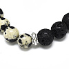 Natural Dalmatian Jasper Beads Stretch Bracelets BJEW-R309-02-A12-2
