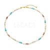 Natural Rose Quartz & Dyed Howlite & Rhodonite Heishi Beads and Natural Cultured Freshwater Pearl Rice Beaded Necklaces for Women NJEW-JN06294-01-2