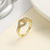 Brass Micro Pave Cubic Zirconia Open Cuff Ring for Women RJEW-F154-02G-B-2