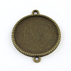 Tibetan Style Alloy Flat Round Cabochon Connector Settings TIBE-Q038-001F-AB-NR-1