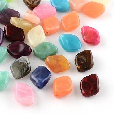 Rhombus Imitation Gemstone Acrylic Beads X-OACR-R041-M-1