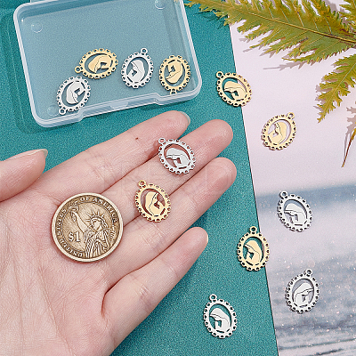 12Pcs 2 Colors Ion Plating(IP) 201 Stainless Steel Pendants STAS-UN0029-76-1