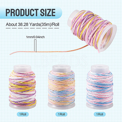 3 Rolls 3 Colors Segment Dyed Macrame Cotton Cord OCOR-TA0004-20A-1