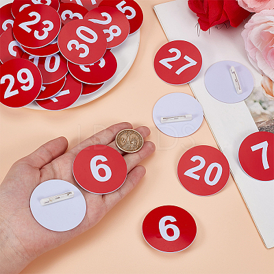 1 Set Round ABS Plastic Number Brooches Sets JEWB-OC0001-02B-1