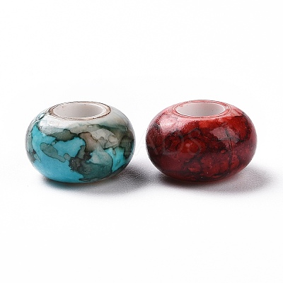 Spray Painted Opaque Acrylic European Beads ACRP-F002-02-1