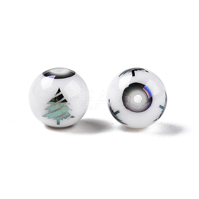 Christmas Opaque Glass Beads X-EGLA-R113-02E-1