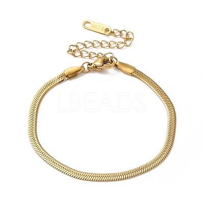 Ion Plating(IP) 304 Stainless Steel Herringbone Chain Bracelet for Men Women BJEW-E058-01B-G-1