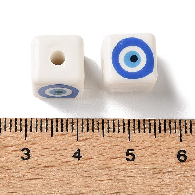White Base Blue Evil Eye Hand Painted Ceramic Porcelain Beads PR-CBA3F2D-04B-1