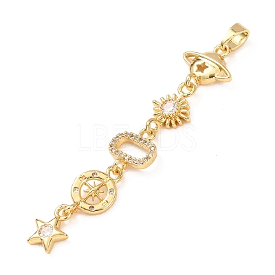 Tassel Brass Micro Pave Clear Cubic Zirconia Big Pendants KK-L271-01G-09-1