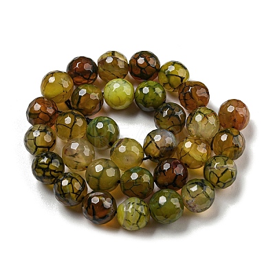 Faceted Natural Dragon Veins Agate Beads Strands G-F447-12mm-L05-1