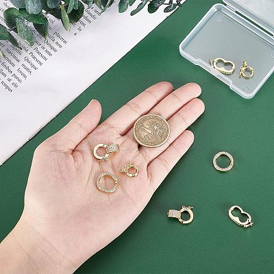 8Pcs 4 Style Brass Micro Pave Clear Cubic Zirconia Twister Clasps ZIRC-CA0001-09-1