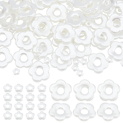 100Pcs 2 Style ABS Plastic Imitation Pearl Beads OACR-AR0001-11-1