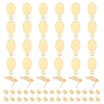 30Pcs 201 Stainless Steel Stud Earring Findings STAS-UN0041-65-1