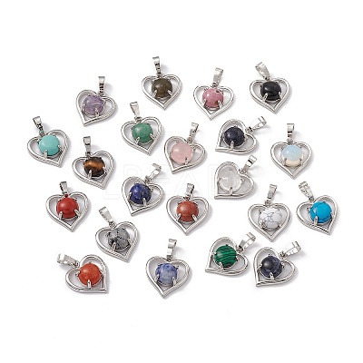 Natural & Synthetic Mixed Gemstone Pendants G-P484-04P-1