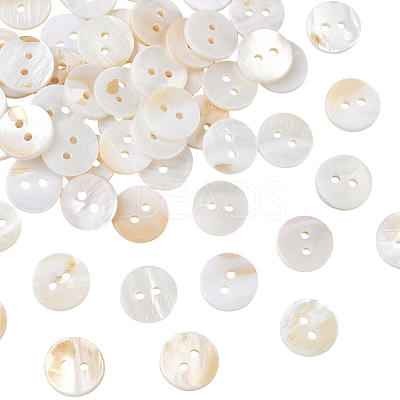 60Pcs 2-Hole Natural Shell Buttons BUTT-SP0001-16-1