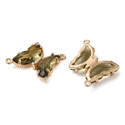 Brass Pave Faceted Glass Connector Charms FIND-Z020-04S-1