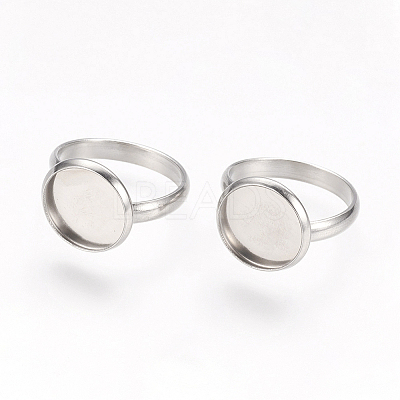 Tarnish Resistant Adjustable 304 Stainless Steel Finger Rings Components STAS-E144-026-12mm-1