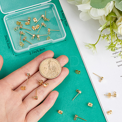 20Pcs Flat Round Brass Stud Earring Findings KK-BBC0013-96A-1