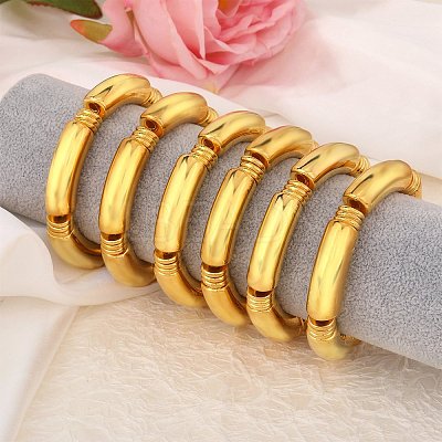 CCB Plastic Curved Tube Beaded Stretch Bracelets for Women BJEW-SW001583-02-1