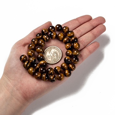 Natural Tiger Eye Round Bead Strands X-G-P072-33-10mm-1
