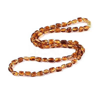 Natural Amber Nuggets Beaded Necklaces NJEW-T019-06-1