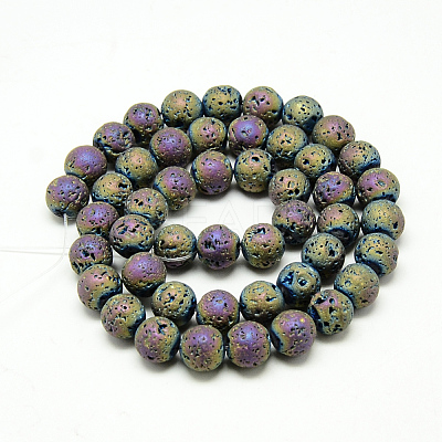 Electroplate Natural Lava Rock Beads Strands X-G-T058-03E-4MM-1