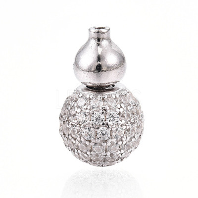925 Sterling Silver Micro Pave Clear Cubic Zirconia European Clasps STER-T007-142P-1