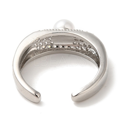 Rack Plating Brass Micro Pave Clear Cubic Zirconia Cuff Rings for Women RJEW-G323-05P-1