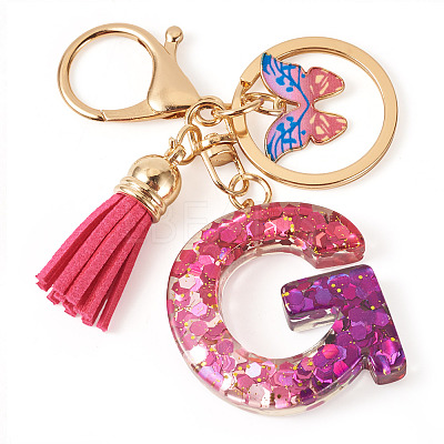 Alloy Resin Butterfly Keychains KEYC-TADJ0002-02G-G-1