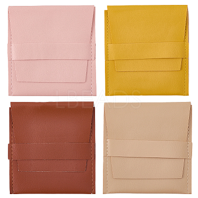 8Pcs 4 Colors Square PU Leather Jewelry Flip Pouches ABAG-CL0001-57-1