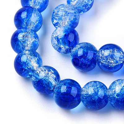 Transparent Crackle Baking Paint Glass Beads Strands DGLA-T003-01B-03-1