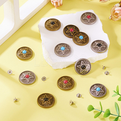 12Pcs 6 Colors Zinc Alloy & Synthetic Turquoise Buttons BUTT-TA0001-18-1