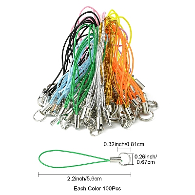 100Pcs Polyester Cord Mobile Straps MOBA-FS0001-02I-1