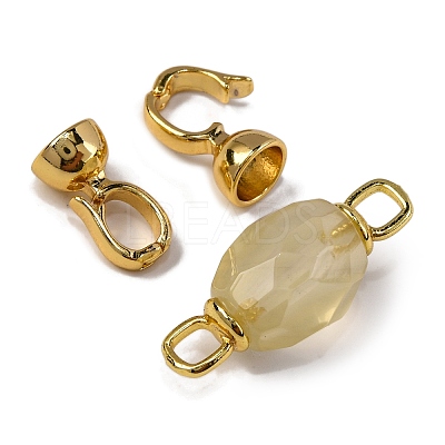 Rack Plating Brass and Citrine Flod Over Clasps KK-B103-05G-02-1