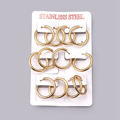 Ion Plating(IP) 304 Stainless Steel Huggie Hoop Earrings LS-EJEW-O087-07B-1