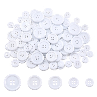 100Pcs 10 Styles Resin Buttons RESI-YW0003-15B-1