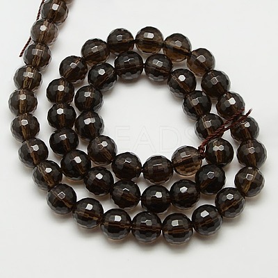 Smoky Quartz Beads Strands X-GSFR6mm176-128-1
