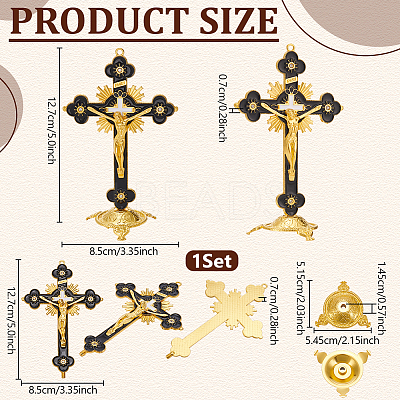 Religion Alloy Enamel Crucifix Cross Statue Display Decorations DJEW-WH0043-105B-1