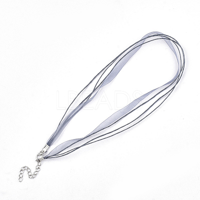 Waxed Cord and Organza Ribbon Necklace Making NCOR-T002-319-1