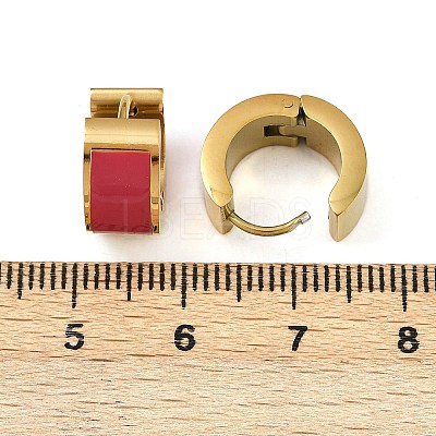 304 Stainless Steel Enamel Hoop Earrings EJEW-K268-20G-01-1
