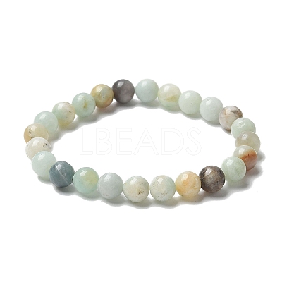 Natural Amazonite Bead Stretch Bracelets BJEW-K212-B-007-1