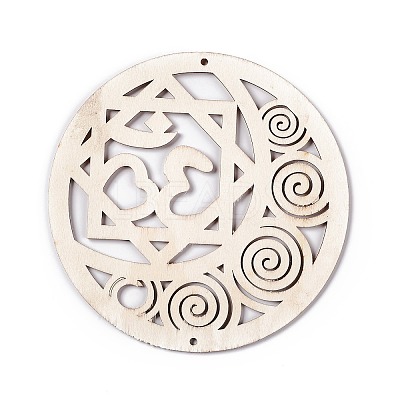 DIY Unfinished Bohemian Meditation Energy Symbol Wood Pendant Decoration Kits DIY-B060-01-1