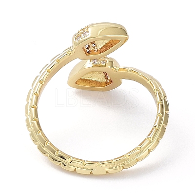 Clear Cubic Zirconia Double Acorn Open Cuff Rings RJEW-G287-01G-1