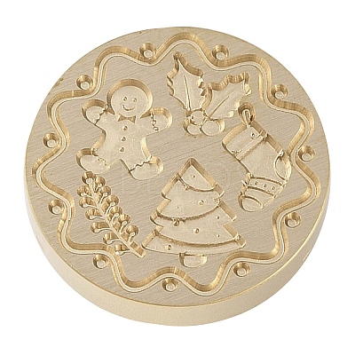 Christmas Series Wax Seal Brass Stamp Head LS-AJEW-M037-01G-08-1