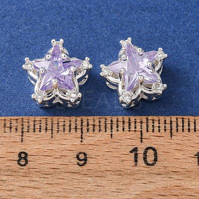 Brass Micro Pave Lilac Cubic Zirconia Beads CU-CBAEC99-28S-1