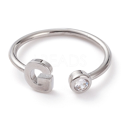 Brass Micro Pave Clear Cubic Zirconia Cuff Rings RJEW-Z005-G-P-1