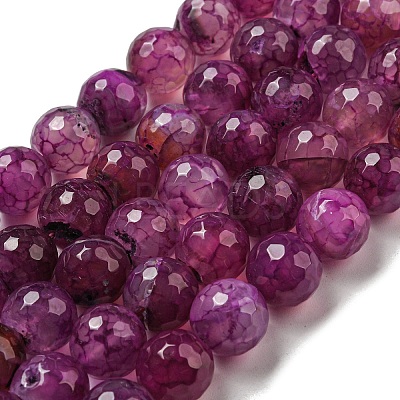 Faceted Natural Dragon Veins Agate Beads Strands G-F447-12mm-L02-1