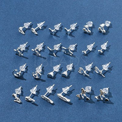 2 Pairs Alloy Stud Earrings for Women EJEW-FS0001-27G-1