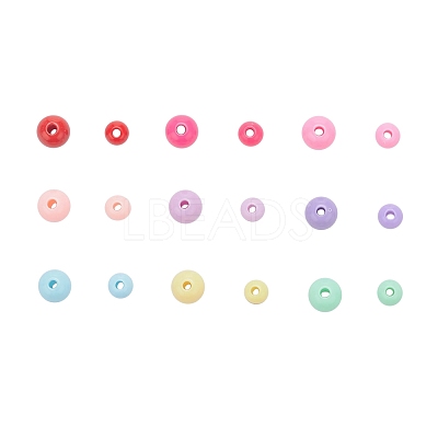 1035Pcs 18 Style Opaque Acrylic Beads MACR-FS0001-09-1