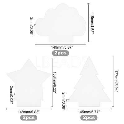 6Pcs Christmas Tree & Star & Cloud Acrylic Board TACR-GA0001-03-1